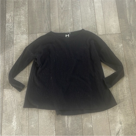 Heather By Bordeaux Size Medium Black Open Back Ribbed Sweater Top . - Picture 2 of 6